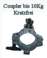 Halfl-Coupler,  Kunststoff Schwarz bis 10 kg